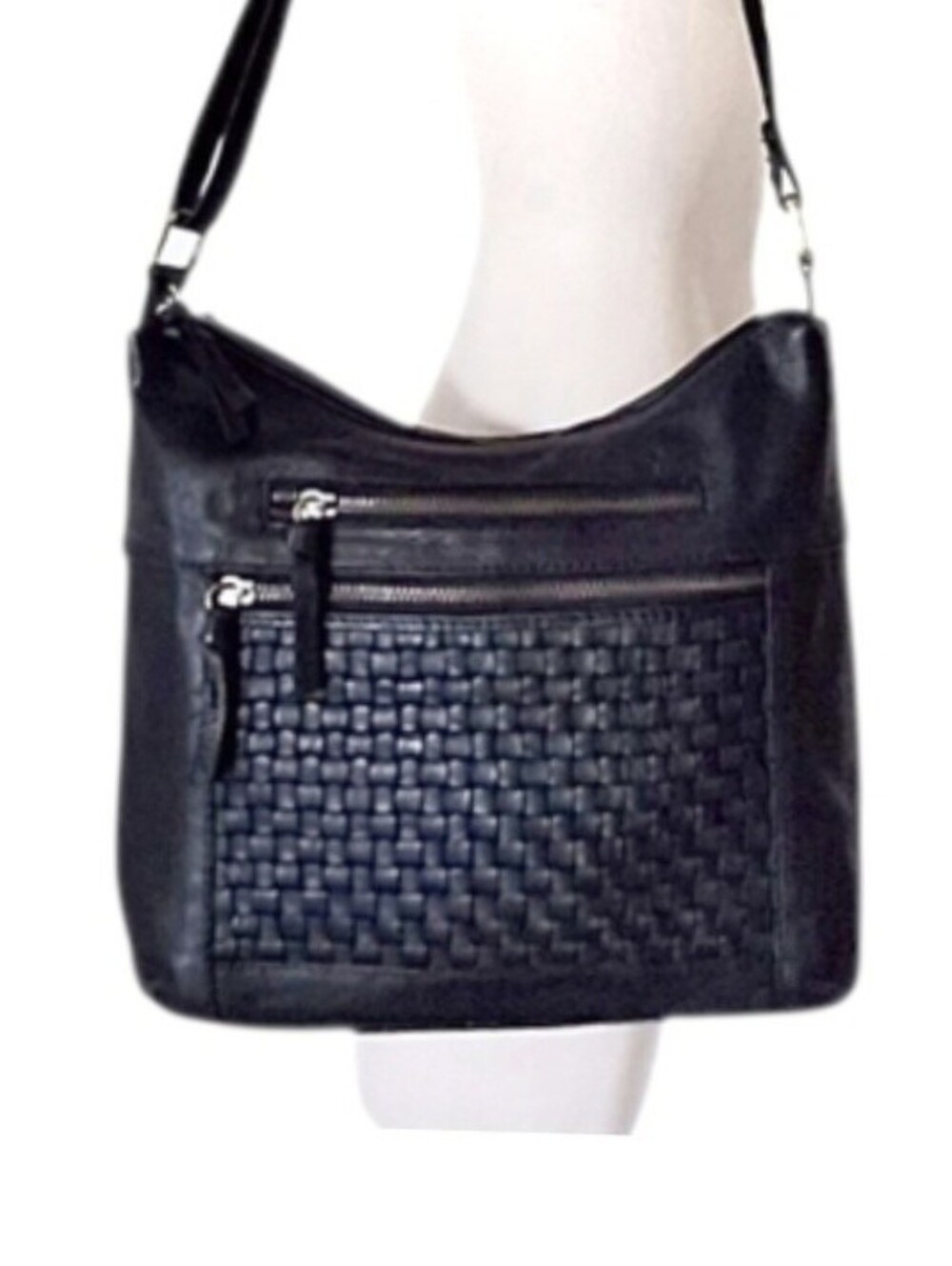 Great American Leatherworks Black Woven Shoulder Crossbody Medium  Moto